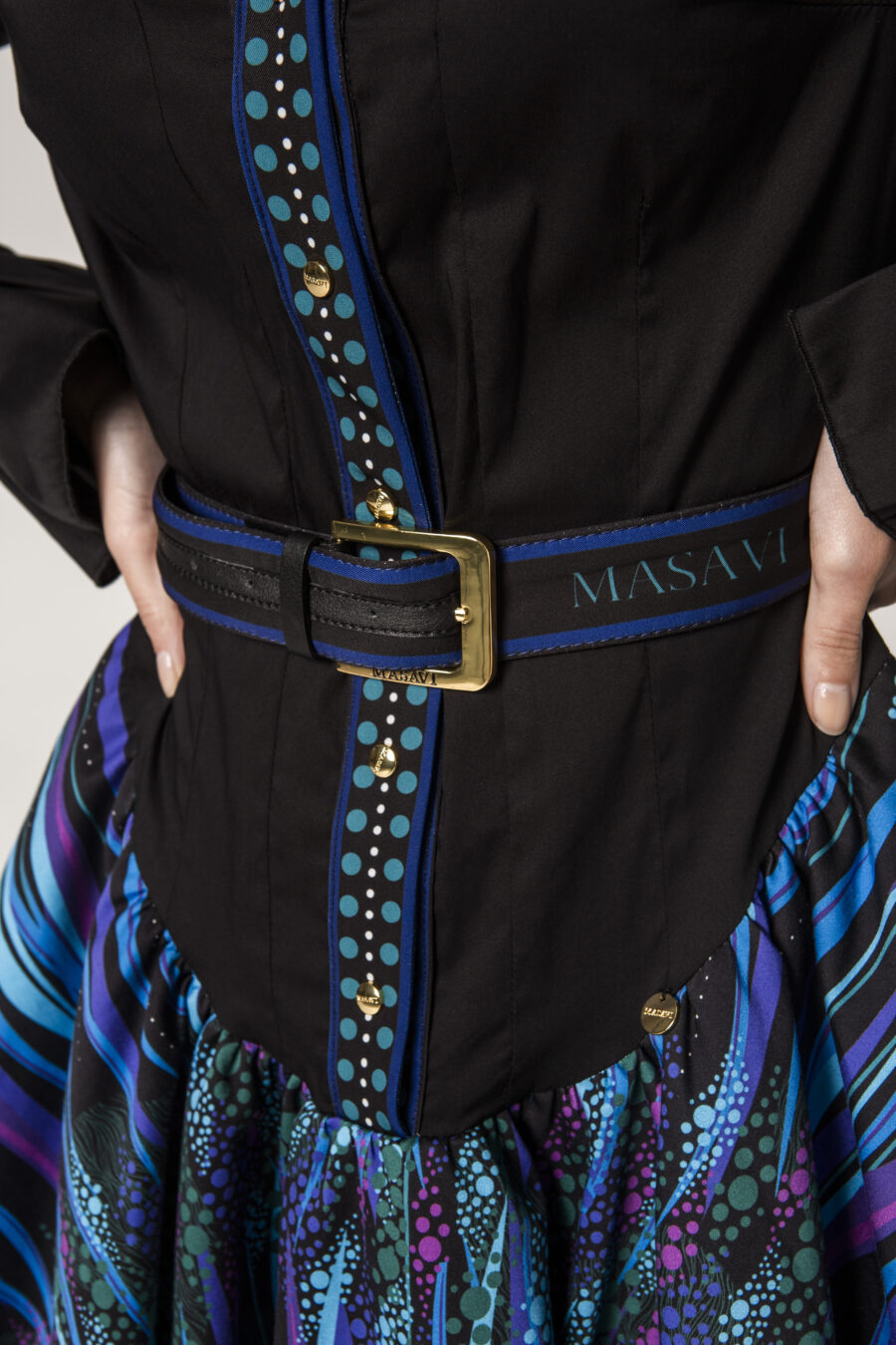 Vestido canesú coral cinturón Masavi para mujer